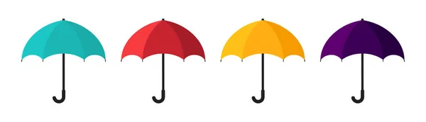 Umbrella Icon Cartoon Umbrella Icons Colorful Parasols Rain Water Sun — Stock Vector
