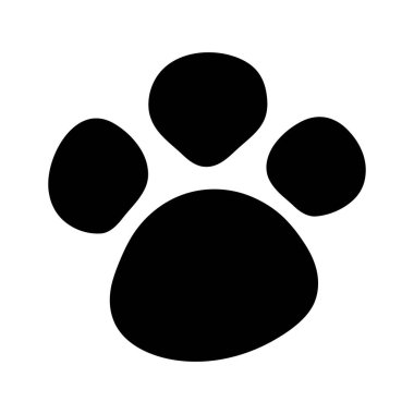 Pati köpeği. Kedi, evcil hayvan, kurt, ayı ve köpek izi. Hayvan ayak izi ikonu. Vahşi hayvanın siyah silueti. Çizgi film vektör illüstrasyonu.