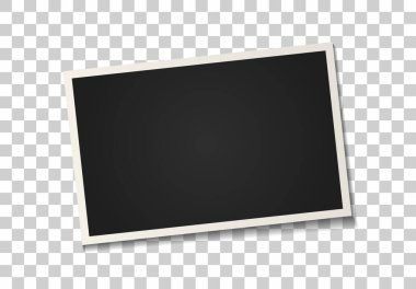 Fotoğraf çerçevesi. Kağıt fotofram, resim ve fotoğraf. Gerçekçi fotoğraf çerçeveli eski bir albüm. Fotoğraf için gölgesi, hatıra defteri ve şeffaf arkaplanı olan boş bir model. Vektör.