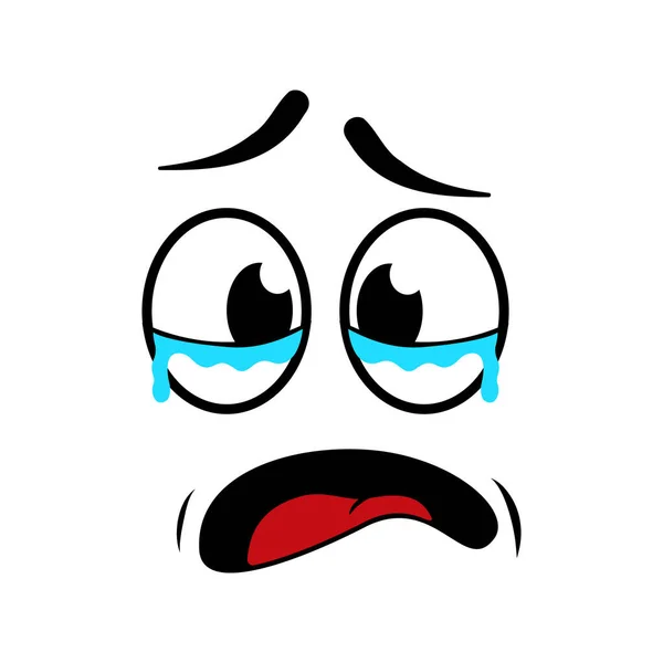 Visage Pleure Icône Triste Pleurer Emoji Visage Bande Dessinée Avec — Image vectorielle