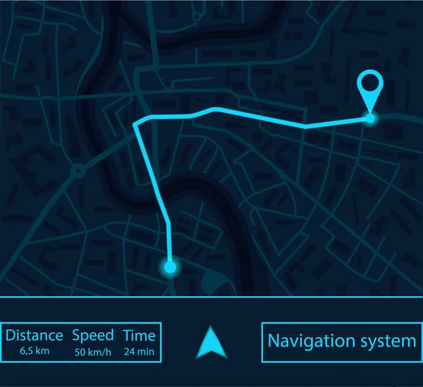 Gps Navigator Navigeer App Met Voor Stad Route Straat Dashboard — Stockvector