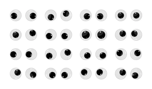 Googly Eyes Wobbly Plastic Eyes Toy Puppet Eyeballs Cartoon Glossy — Stockvektor