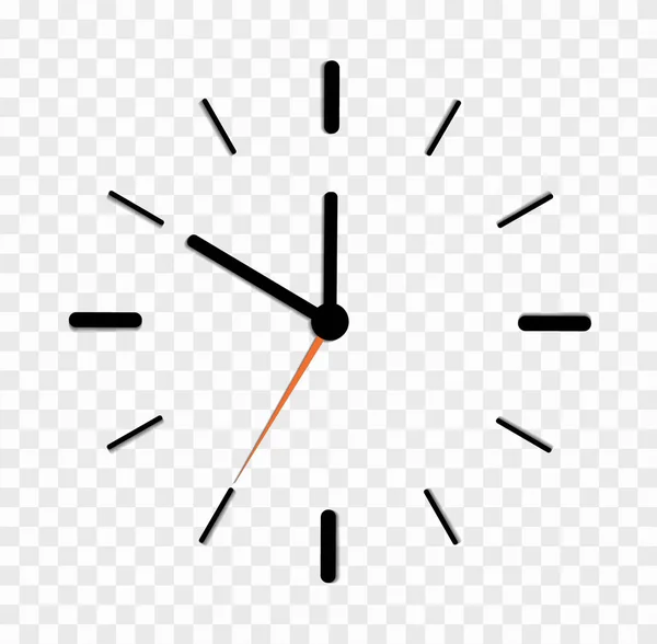Visage Horloge Cadran Montre Isolé Sur Fond Transparent Minuterie Graphique — Image vectorielle