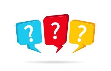 Question mark. Icon of question mark in box. Bubble with ask. Logo for chat, faq, help and speech. Sign of think for quiz, poll and questionnaire. Vector illustration.
