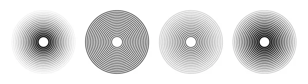 Concentric Circle Circular Line Pattern Radial Fade Wave Sound Swirl — ストックベクタ