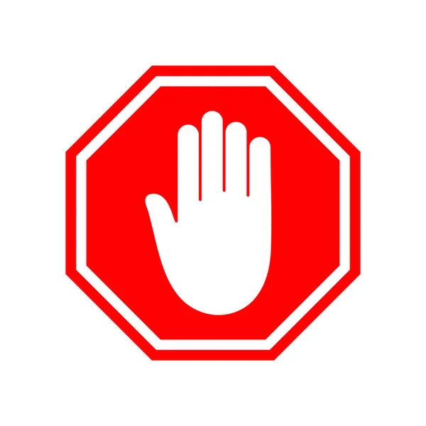 Stop Signe Main Icône Interdiction Interdiction Censure Symbole Refusé Panneau — Image vectorielle