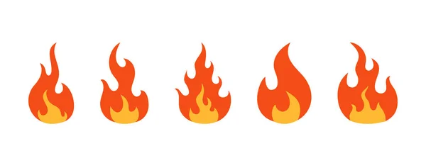 Eld Ikoner Flamikoner Tecknad Emoji Brasan Symbol För Eld Heta — Stock vektor