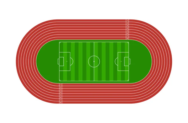 Renbaan Voetbal Arena Stadion Voor Voetbal Hardloper Met Banen Veld — Stockvector