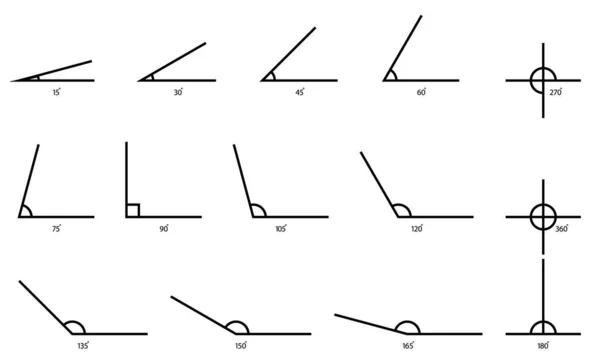 Ángulo Con Diferentes Grados Icono Obtuso Ángulo Agudo Triángulo Con — Vector de stock