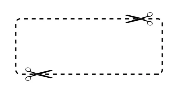 Coupon Cut Line Scissors Dash Line Border Coupon Rectangle Shape — Stock Vector