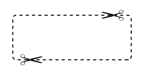 Cupón Con Línea Corte Tijeras Con Borde Línea Guion Cupón — Vector de stock