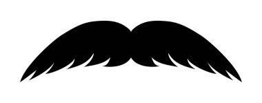 Bıyık ikonu. Siyah bıyıklı siluet. Erkeklerin sakalı ya da sakalı. Babalar gününde tasarım için bıyık koleksiyonu. Vektör illüstrasyonu.