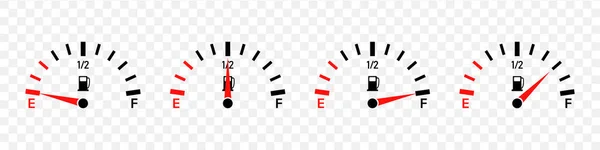 Tankanzeige Voller Halber Und Leerer Tank Guage Meter Von Benzin — Stockvektor