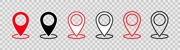 地図ピン アウトライン円の場所が隔離された透明な背景を持つマップピンの位置シンボル Gpsポイントのアイコン 目的地のWebポインタ 道路交通のための標識 ベクトル — ストックベクタ