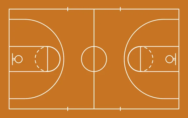 Campo Basket Pavimento Del Campo Basket Con Linee Bianche Mockup — Vettoriale Stock