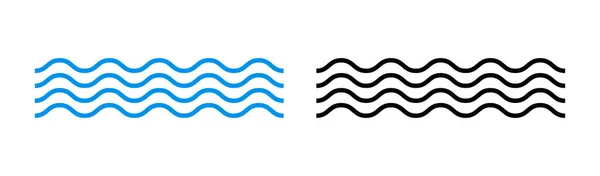 Значок Волны Значки Морских Океанских Волн Линейная Водная Иллюстрация Логотип — стоковый вектор