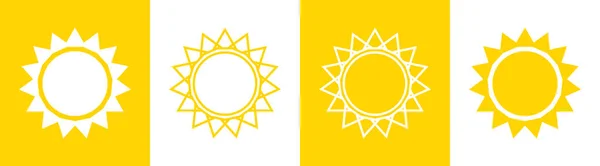 Ikona Slunce Jednoduchý Obrys Ikony Slunce Čárové Ikony Léta Žlutá — Stockový vektor