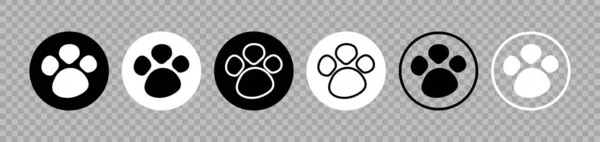 Pfotenabdruck Pfandleihe Umreißen Schwarz Weiße Symbole Isoliert Auf Transparentem Hintergrund — Stockvektor