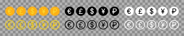 Значок Валюты Валюта Евро Доллара Иены Рубля Фунта Денежного Символа — стоковый вектор