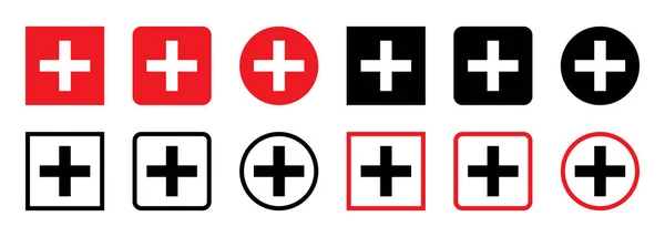 Medizinische Kreuzsymbole Symbol Für Medizin Und Krankenhaus Zeichen Für Erste — Stockvektor