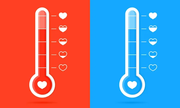 Termometro Con Cuore Misuratore Amore Calibro Temperatura Amore Felice Coppia — Vettoriale Stock