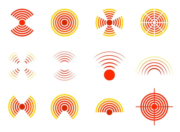 Schmerzsymbole Schmerzkreis Mit Punkt Therapieziel Bei Kehle Migräne Kopfschmerzen Magen — Stockvektor