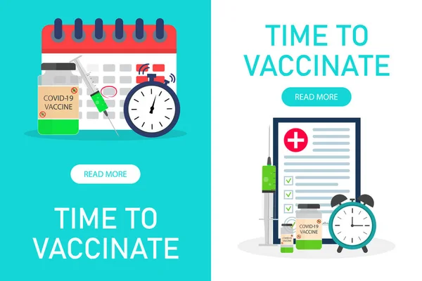Dags Att Vaccinera Affisch Med Spruta För Injektion Kalendervaccination Och — Stock vektor