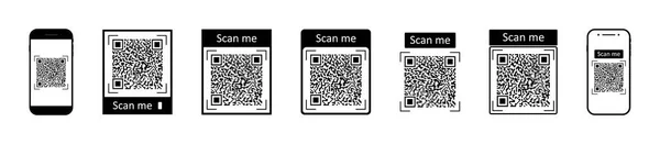 Code Pour Scanner Avec Mobile Icônes Code Barres Pour Scanner — Image vectorielle