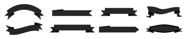 Wstążki Banerowe Czarne Wstążki Zestaw Etykiet Projektowych Puste Banery Graficzne — Wektor stockowy
