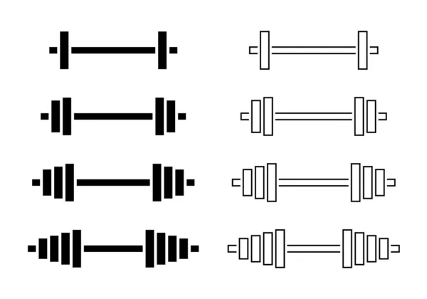 Ícone Barra Ícones Barbell Isolado Fundo Branco Haltere Para Ginásio — Vetor de Stock