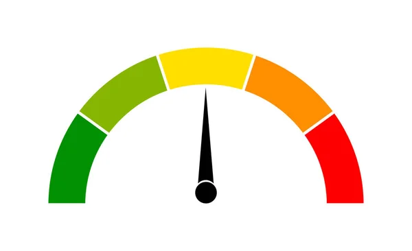 Speedometer Icon Arrow Meter Dashboard Green Yellow Red Indicators Gauge — Stock Vector