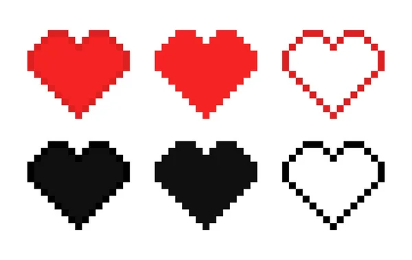 Corazón Píxel Icono Corazón Píxel Juego Bits Arte Digital Para — Vector de stock