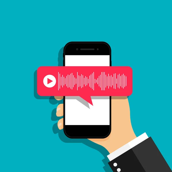 Röstmeddelande Smartphone Ljud Bubbla Chatten Mobiltelefon Ikonen För Röstmeddelande Smartphone — Stock vektor