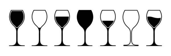 Wine Glass Wine Glass Icon Isolated White Background Wineglass Silhouettes — Stock Vector