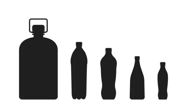 Пластиковая Бутылка Пластиковая Бутылка Воды Черные Контейнеры Крышкой Галлон Минеральной — стоковый вектор