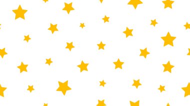 Yıldız deseni. Yıldızlar kusursuz desen. Beyaz arka planda sarı yıldızlar. Baskı için yıldız dokusu. Altın soyut bebek duvar kağıdı. Modern vektör çizimi. Vektör.