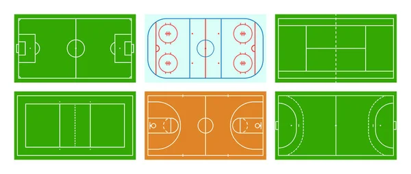 Спортивные Поля Спортивные Кувшины Стадион Игры Теннис Футбол Баскетбол Хоккей — стоковый вектор