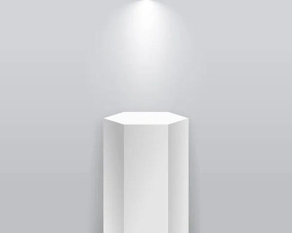 Podium Pedestal White Stand Stage Spotlight Pillar Platform Product Showroom — Stock Vector