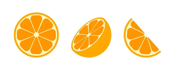 Orange Slices Citrus Icons Orange Half Slice Fruit Juice Fruit — Stock Vector