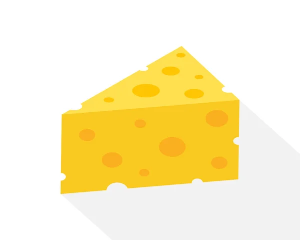 Cheese Icon Cheese Triangle Slice Shadow Flat Yellow Piece Cheddar — 스톡 벡터
