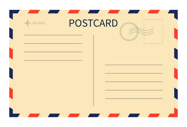 Vintage Postcard Post Card Stamp Airmail Template Postal Mail Letter — Stock Vector