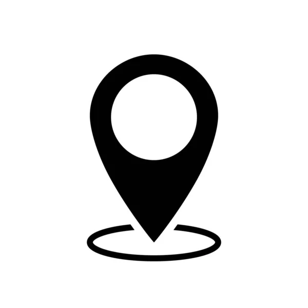 地图别针位置的图标 位置符号 Gps图标 位置圆形 白色背景隔离 黑色地图别针Gps点 目的地的Web指针 签署公路旅行 — 图库矢量图片