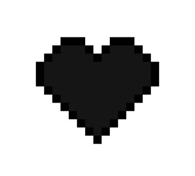 Piksel kalp. 8 bitlik oyun için piksel kalp simgesi. Bilgisayar oyunu için dijital sanat. Aşk, oyun ve ocağın simgesi. Sağlık, arayüz ve video sembolü. Vektör.