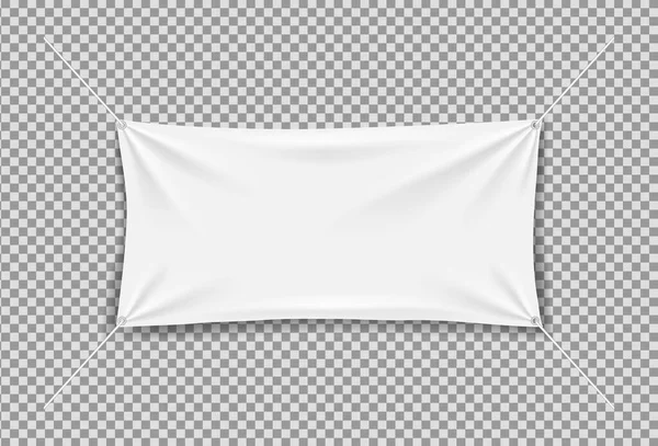 Fabric Banner Rope White Canvas Banner Hanging Textile Flag Folds — Vettoriale Stock
