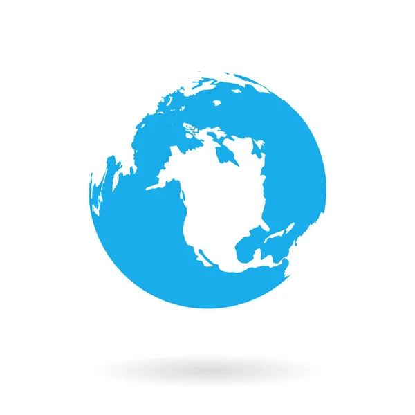 地球的球体蓝色的世界 用水绘制地图有欧洲 非洲和亚洲的星球 地球球体 阴影与白色背景隔离 矢量说明 — 图库矢量图片