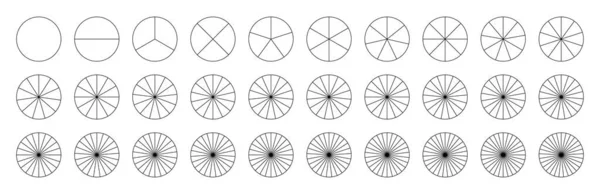 Pie Circle Chart Segments Pie Divide Segments Diagram Sections Black — Stock Vector