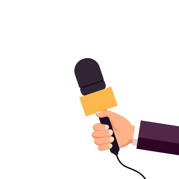 Microphone Hand Poll Question Quiz Hand Hold Microphone Interview News — Stok Vektör