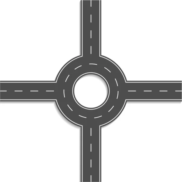Roundabout Road Crossroad Circle Junction Asphalt Street Top View Highway — Διανυσματικό Αρχείο