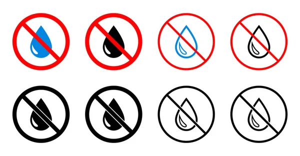 Water Drop Stop Sign Icon Forbidden Wet Water Liquid Warning — Stock Vector