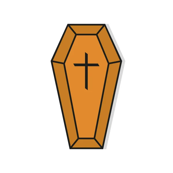 Гроб Икона Гроба Коробка Крестом Могилы Гроб Привидениями Деревянная Коробка — стоковый вектор